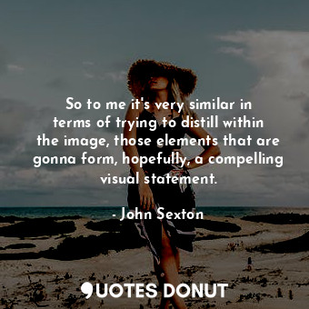  So to me it&#39;s very similar in terms of trying to distill within the image, t... - John Sexton - Quotes Donut