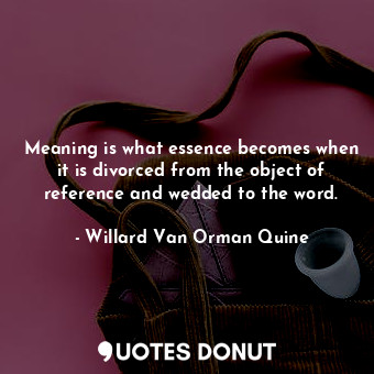 Meaning is what essence becomes when it is divorced from the object of reference and wedded to the word.