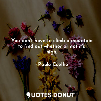  You don't have to climb a mountain to find out whether or not it's high.... - Paulo Coelho - Quotes Donut