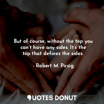  But of course, without the top you can’t have any sides. It’s the top that defin... - Robert M. Pirsig - Quotes Donut