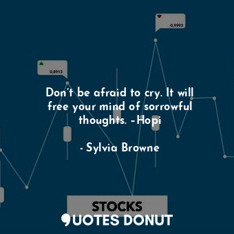  Don’t be afraid to cry. It will free your mind of sorrowful thoughts. –Hopi... - Sylvia Browne - Quotes Donut