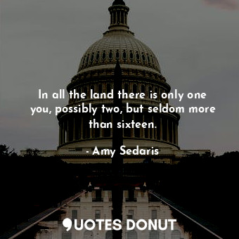  In all the land there is only one you, possibly two, but seldom more than sixtee... - Amy Sedaris - Quotes Donut