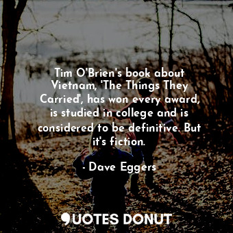 Tim O&#39;Brien&#39;s book about Vietnam, &#39;The Things They Carried&#39;, has won every award, is studied in college and is considered to be definitive. But it&#39;s fiction.