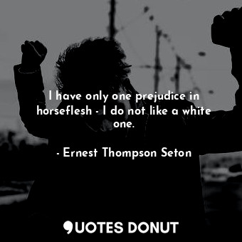 I have only one prejudice in horseflesh - I do not like a white one.