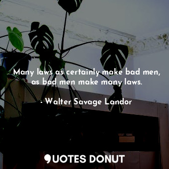 Many laws as certainly make bad men, as bad men make many laws.