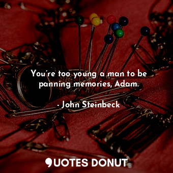  You’re too young a man to be panning memories, Adam.... - John Steinbeck - Quotes Donut