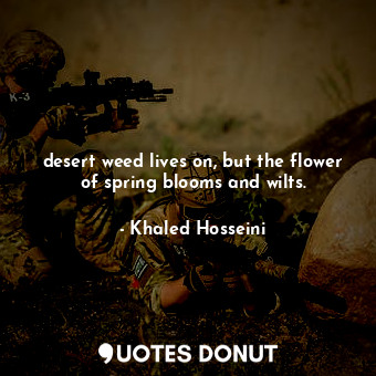  desert weed lives on, but the flower of spring blooms and wilts.... - Khaled Hosseini - Quotes Donut