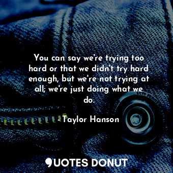  You can say we&#39;re trying too hard or that we didn&#39;t try hard enough, but... - Taylor Hanson - Quotes Donut