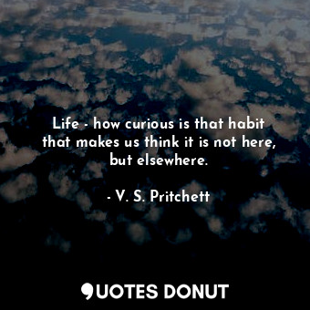 Life - how curious is that habit that makes us think it is not here, but elsewhere.