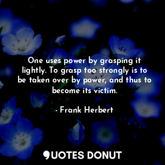 One uses power by grasping it lightly. To grasp too strongly is to be taken over by power, and thus to become its victim.