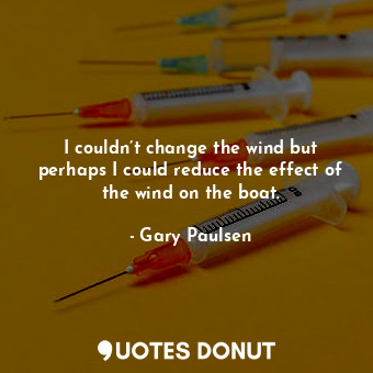  I couldn’t change the wind but perhaps I could reduce the effect of the wind on ... - Gary Paulsen - Quotes Donut