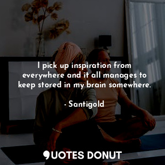  I pick up inspiration from everywhere and it all manages to keep stored in my br... - Santigold - Quotes Donut