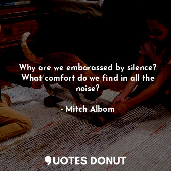  Why are we embarassed by silence? What comfort do we find in all the noise?... - Mitch Albom - Quotes Donut