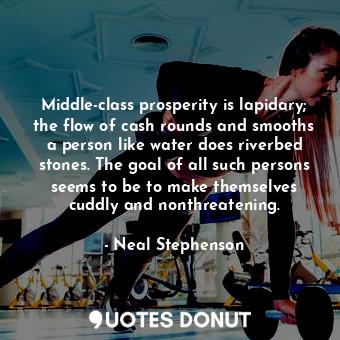Middle-class prosperity is lapidary; the flow of cash rounds and smooths a person like water does riverbed stones. The goal of all such persons seems to be to make themselves cuddly and nonthreatening.