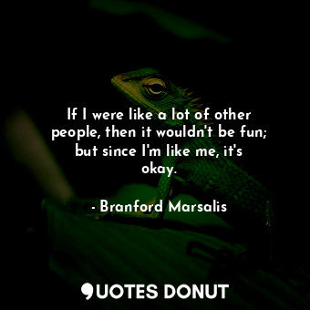  If I were like a lot of other people, then it wouldn&#39;t be fun; but since I&#... - Branford Marsalis - Quotes Donut