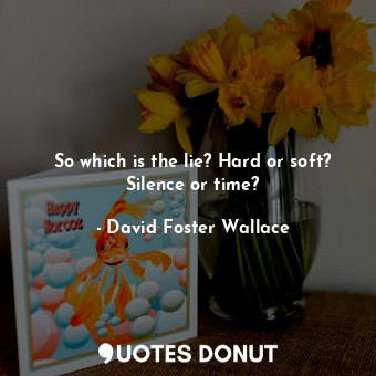  So which is the lie? Hard or soft? Silence or time?... - David Foster Wallace - Quotes Donut