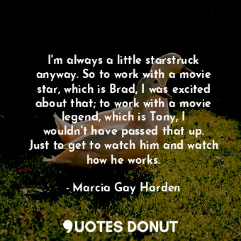  I&#39;m always a little starstruck anyway. So to work with a movie star, which i... - Marcia Gay Harden - Quotes Donut