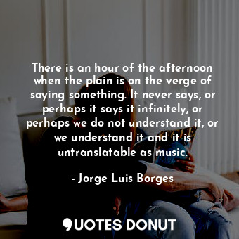  There is an hour of the afternoon when the plain is on the verge of saying somet... - Jorge Luis Borges - Quotes Donut