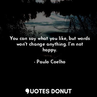 You can say what you like, but words won't change anything. I'm not happy.