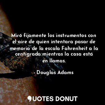  Miró fijamente los instrumentos con el aire de quien intentara pasar de memoria ... - Douglas Adams - Quotes Donut