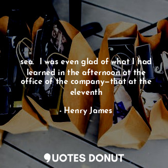  sea.  I was even glad of what I had learned in the afternoon at the office of th... - Henry James - Quotes Donut