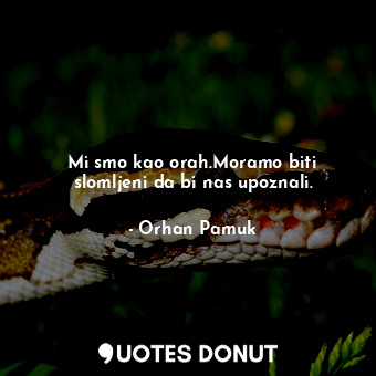  Mi smo kao orah.Moramo biti slomljeni da bi nas upoznali.... - Orhan Pamuk - Quotes Donut