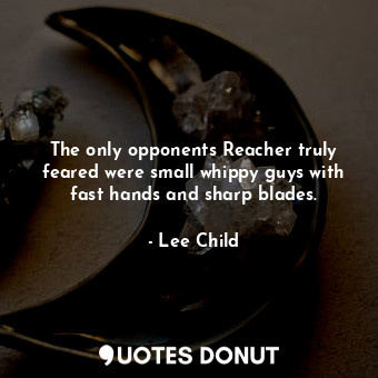 The only opponents Reacher truly feared were small whippy guys with fast hands and sharp blades.