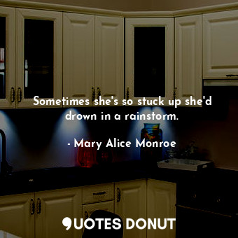  Sometimes she's so stuck up she'd drown in a rainstorm.... - Mary Alice Monroe - Quotes Donut