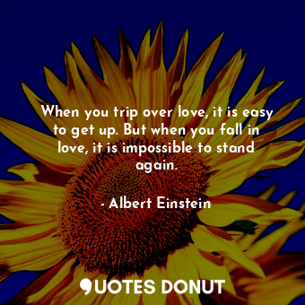  When you trip over love, it is easy to get up. But when you fall in love, it is ... - Albert Einstein - Quotes Donut