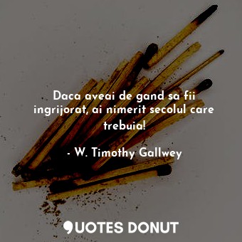  Daca aveai de gand sa fii ingrijorat, ai nimerit secolul care trebuia!... - W. Timothy Gallwey - Quotes Donut