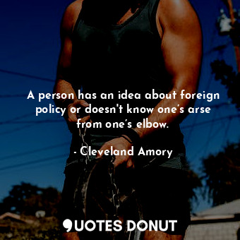  A person has an idea about foreign policy or doesn't know one’s arse from one’s ... - Cleveland Amory - Quotes Donut