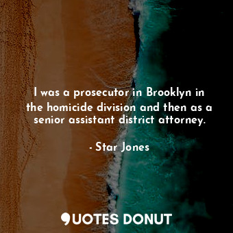  I was a prosecutor in Brooklyn in the homicide division and then as a senior ass... - Star Jones - Quotes Donut