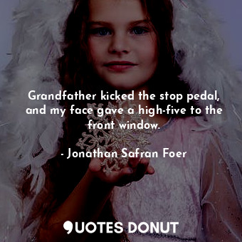  Grandfather kicked the stop pedal, and my face gave a high-five to the front win... - Jonathan Safran Foer - Quotes Donut