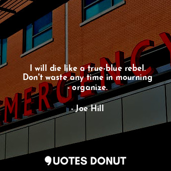 I will die like a true-blue rebel. Don&#39;t waste any time in mourning - organize.