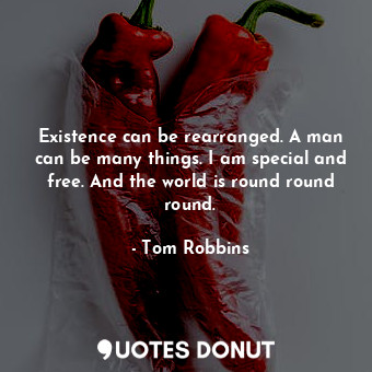  Existence can be rearranged. A man can be many things. I am special and free. An... - Tom Robbins - Quotes Donut