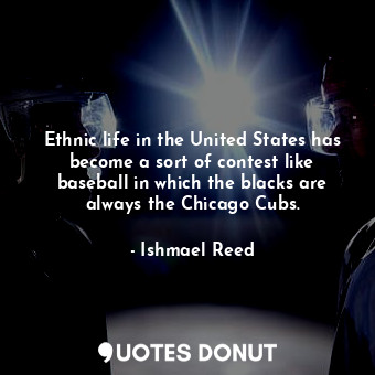 Ethnic life in the United States has become a sort of contest like baseball in which the blacks are always the Chicago Cubs.