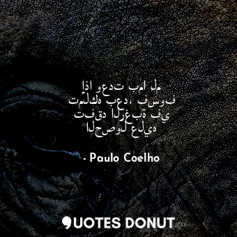  إذا وعدت بما لم تملكه بعد، فسوف تفقد الرغبة في الحصول عليه... - Paulo Coelho - Quotes Donut