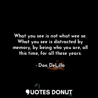 What you see is not what wee se. What you see is distracted by memory, by being who you are, all this time, for all these years.