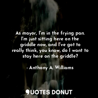  As mayor, I&#39;m in the frying pan. I&#39;m just sitting here on the griddle no... - Anthony A. Williams - Quotes Donut