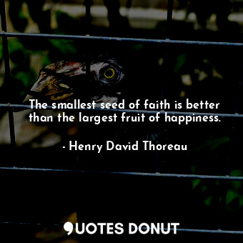 The smallest seed of faith is better than the largest fruit of happiness.