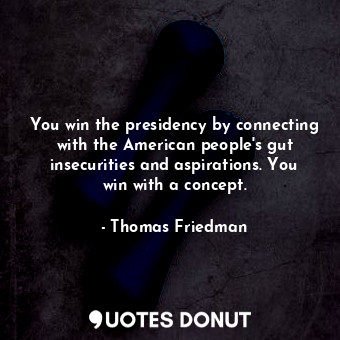 You win the presidency by connecting with the American people&#39;s gut insecurities and aspirations. You win with a concept.