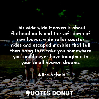 This wide wide Heaven is about flathead nails and the soft down of new leaves, wide roller coaster rides and escaped marbles that fall then hang then take you somewhere you could never have imagined in your small-heaven dreams.