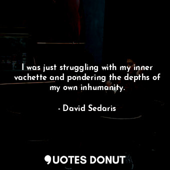  I was just struggling with my inner vachette and pondering the depths of my own ... - David Sedaris - Quotes Donut