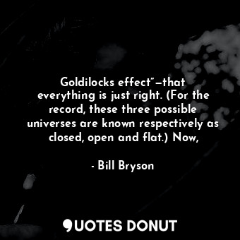  Goldilocks effect”—that everything is just right. (For the record, these three p... - Bill Bryson - Quotes Donut