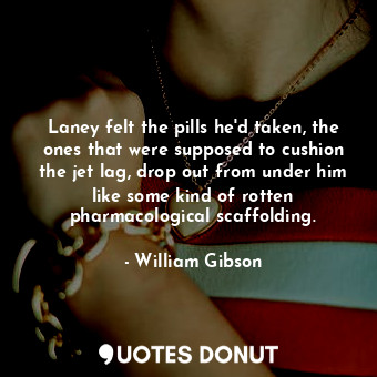  Laney felt the pills he'd taken, the ones that were supposed to cushion the jet ... - William Gibson - Quotes Donut