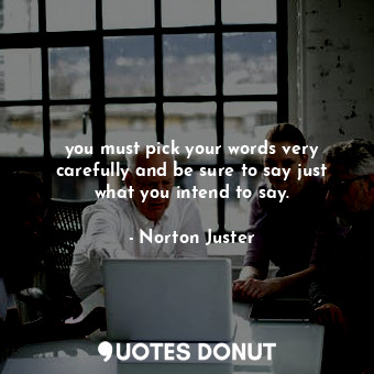 you must pick your words very carefully and be sure to say just what you intend to say.