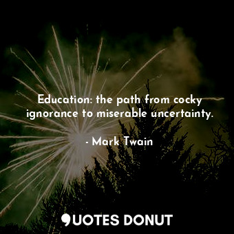 Education: the path from cocky ignorance to miserable uncertainty.