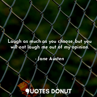 Laugh as much as you choose, but you will not laugh me out of my opinion.