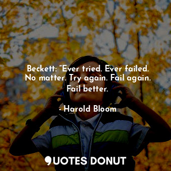 Beckett: “Ever tried. Ever failed. No matter. Try again. Fail again. Fail better.