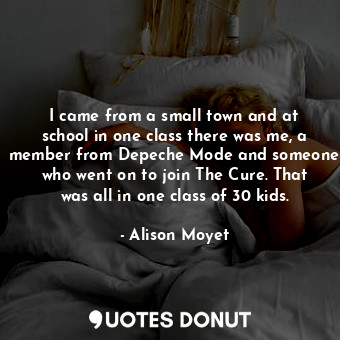  I came from a small town and at school in one class there was me, a member from ... - Alison Moyet - Quotes Donut